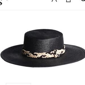 New Anthropologie ASN Astoria Black Straw Hat